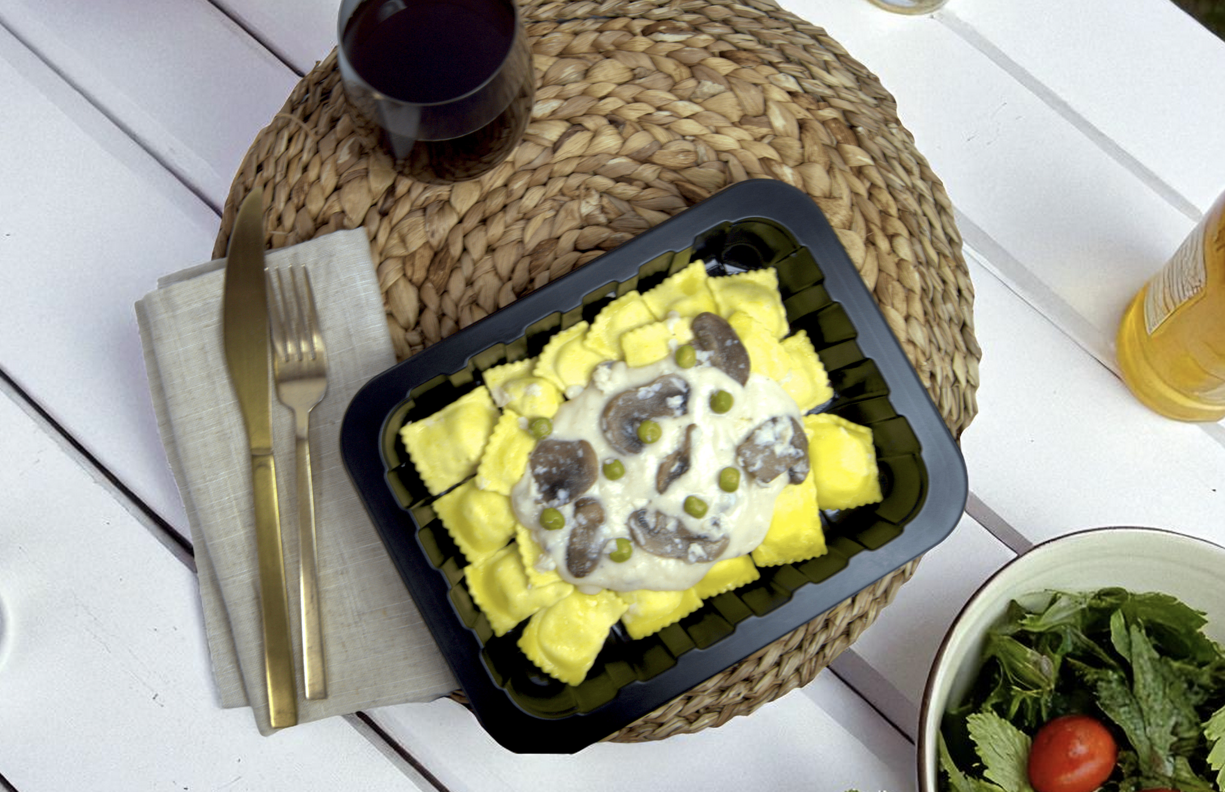 Ravioles de Ricota con Salsa Cremosa de Champiñones